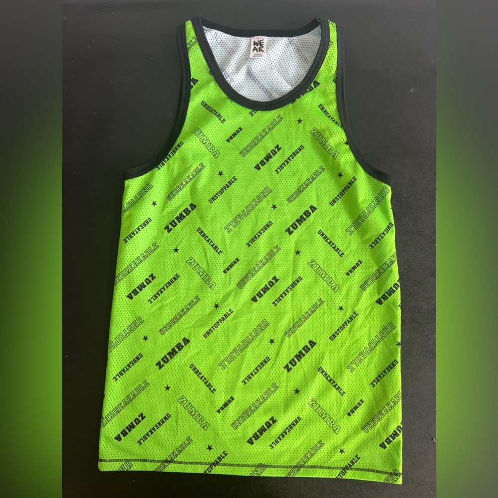 ZUMBA TANK TOP, XS, GREEN/BLACK, USED ONCE